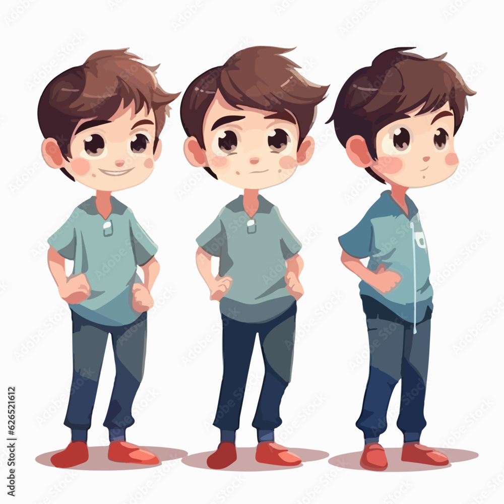 Boy in painter attire, cartoon illustration, vector pose, little child. Boy in painter attire, cartoon illustration, vector pose, little child.