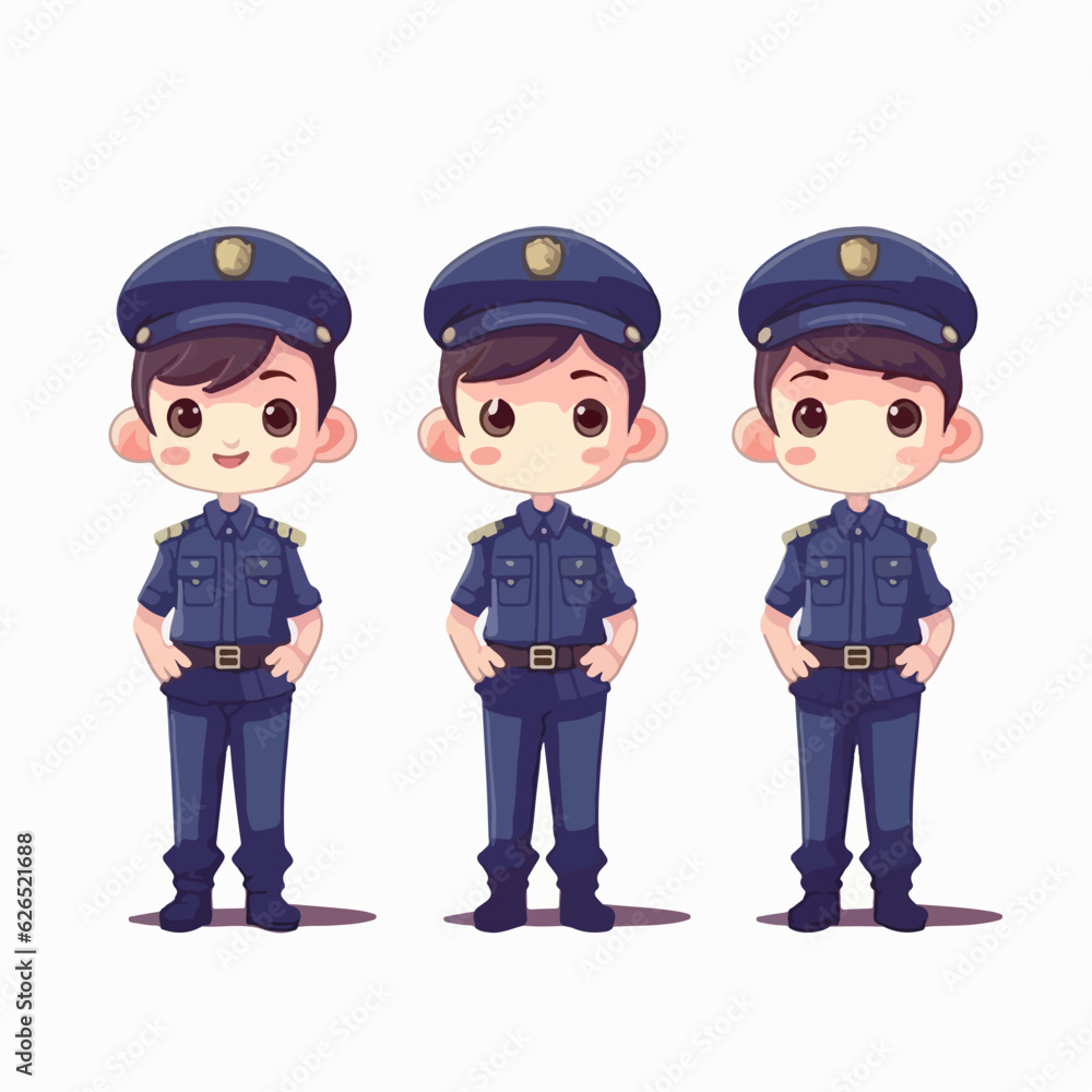 Boy police dressed in police outfit, vector cartoon, young child, cartoon style. Boy police dressed in police outfit, vector cartoon, young child, cartoon style.