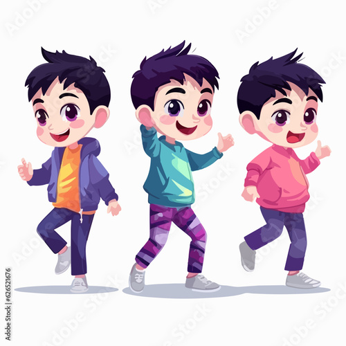 Popstar boy with popstar attire, vector pose, young kid, cartoon style.