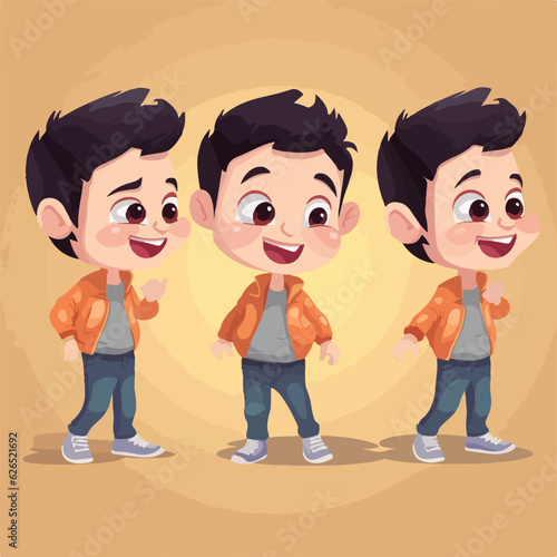 Vector illustration of a young popstar boy, dressed for the stage, cartoon pose.