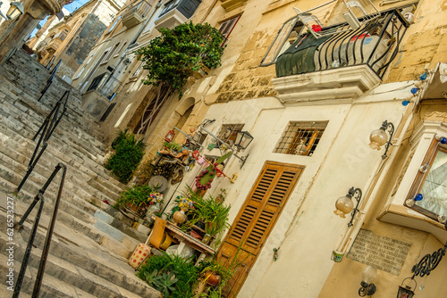 small alley with stairs in the old town