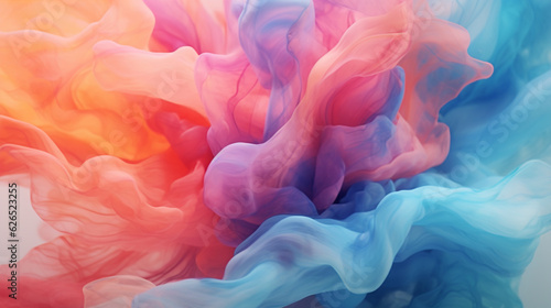 abstract colorful smoke background with bright orange blue and purple iridescence. Generative Ai. 