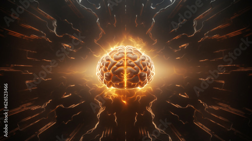 futuristic background with human brain, sci-fi concept. Generative Ai. 