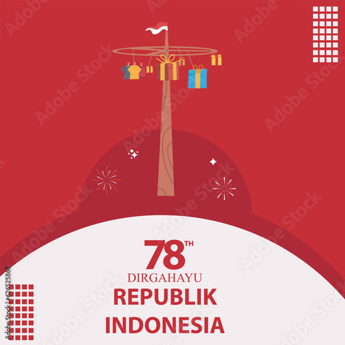indonesia independence day 17 august poster or banner social media post 78th years 17 august celebration
