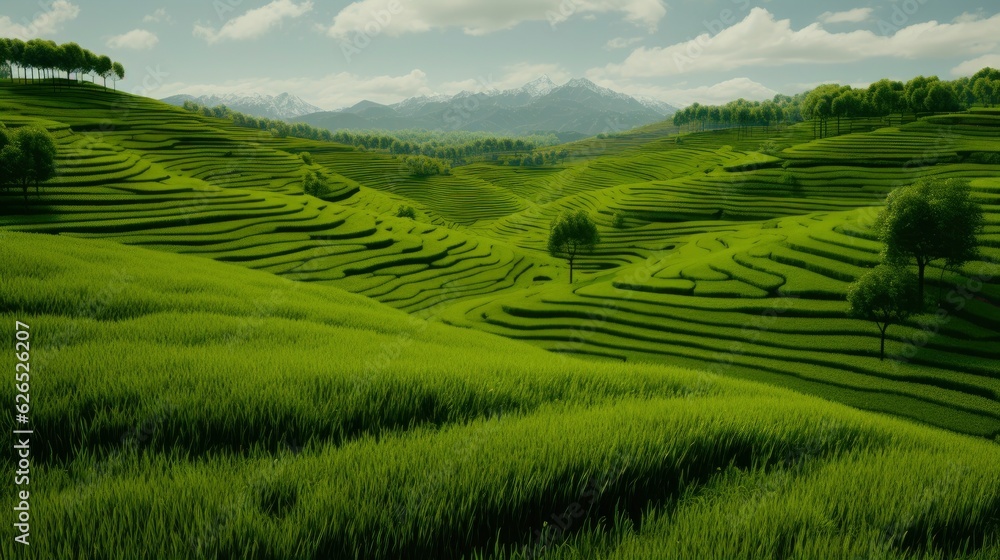 Fototapeta premium Rice Terrace, Generative AI