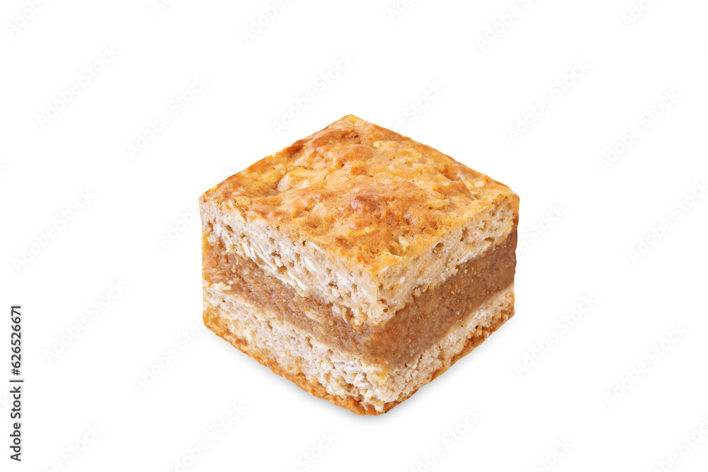 Oatmeal fig bars on a white isolated background Oatmeal fig bars on a white isolated background