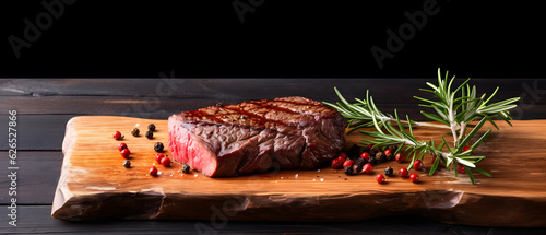 Piece of rump steak on cutting board