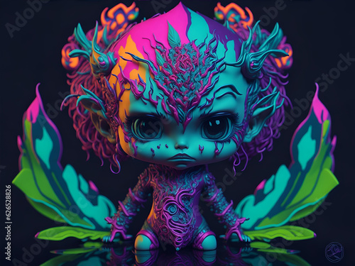Cute forest fairy in flowers. AI generated 