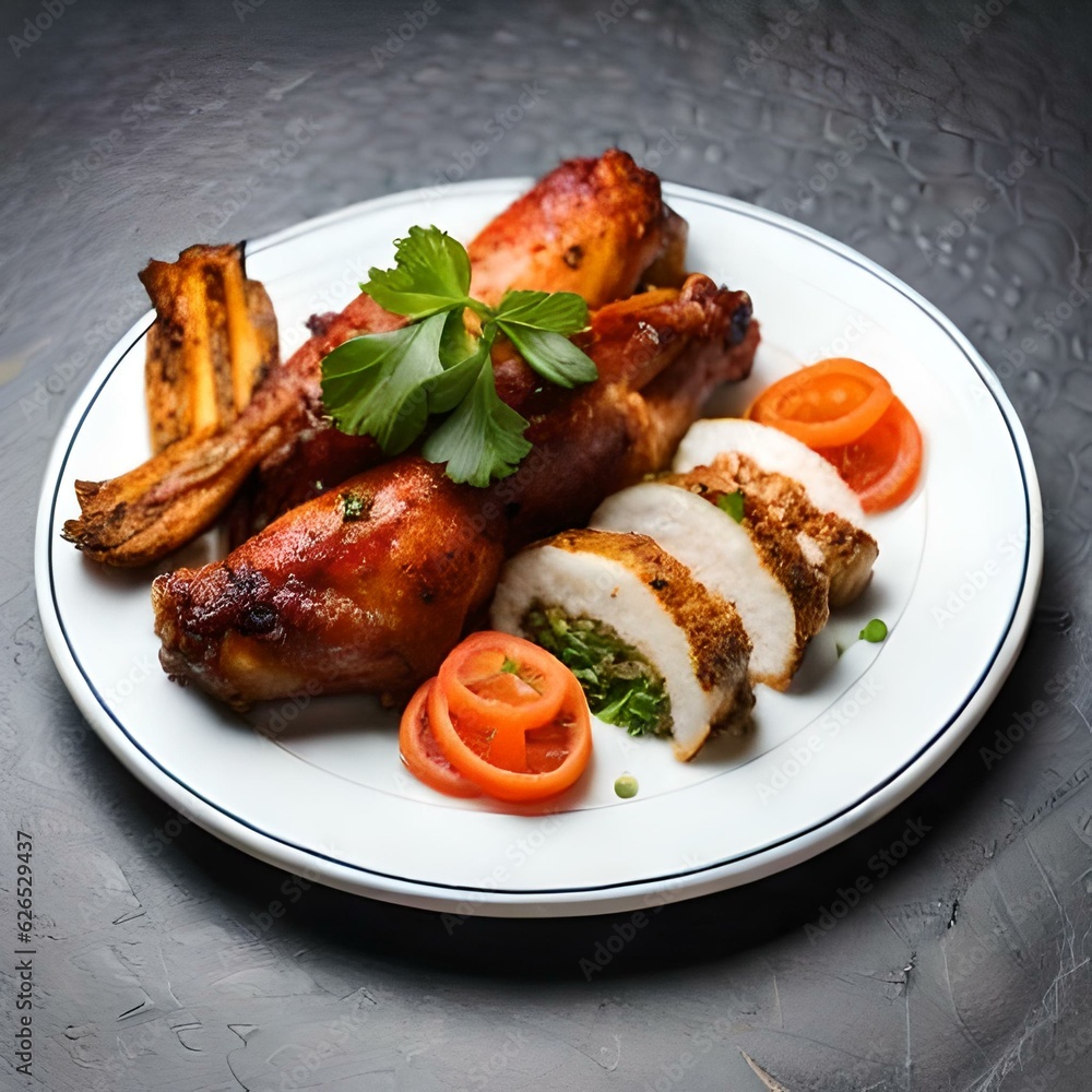 grilled chicken wings with salad generated by AI