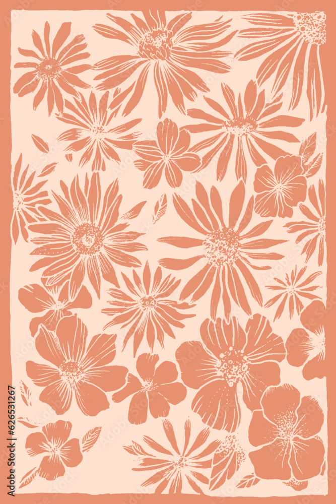 Floral frame illustration, Botanical frame, flowers background, greetings design