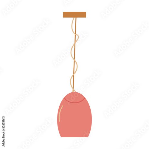 Lighting devices for decorating any home interior. The ceiling lamp is pink. Interior design. Vector flat illustration...