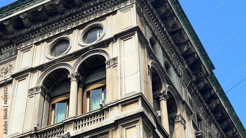 Architecture in the historical center of Milan, Italy. 