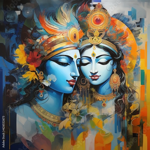 Happy janmashtami Lord Krishna, Radha and Krishna. Ai generated photo