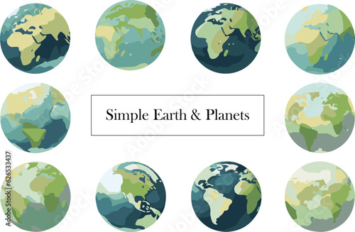 Simple illustration set of earth and planets 