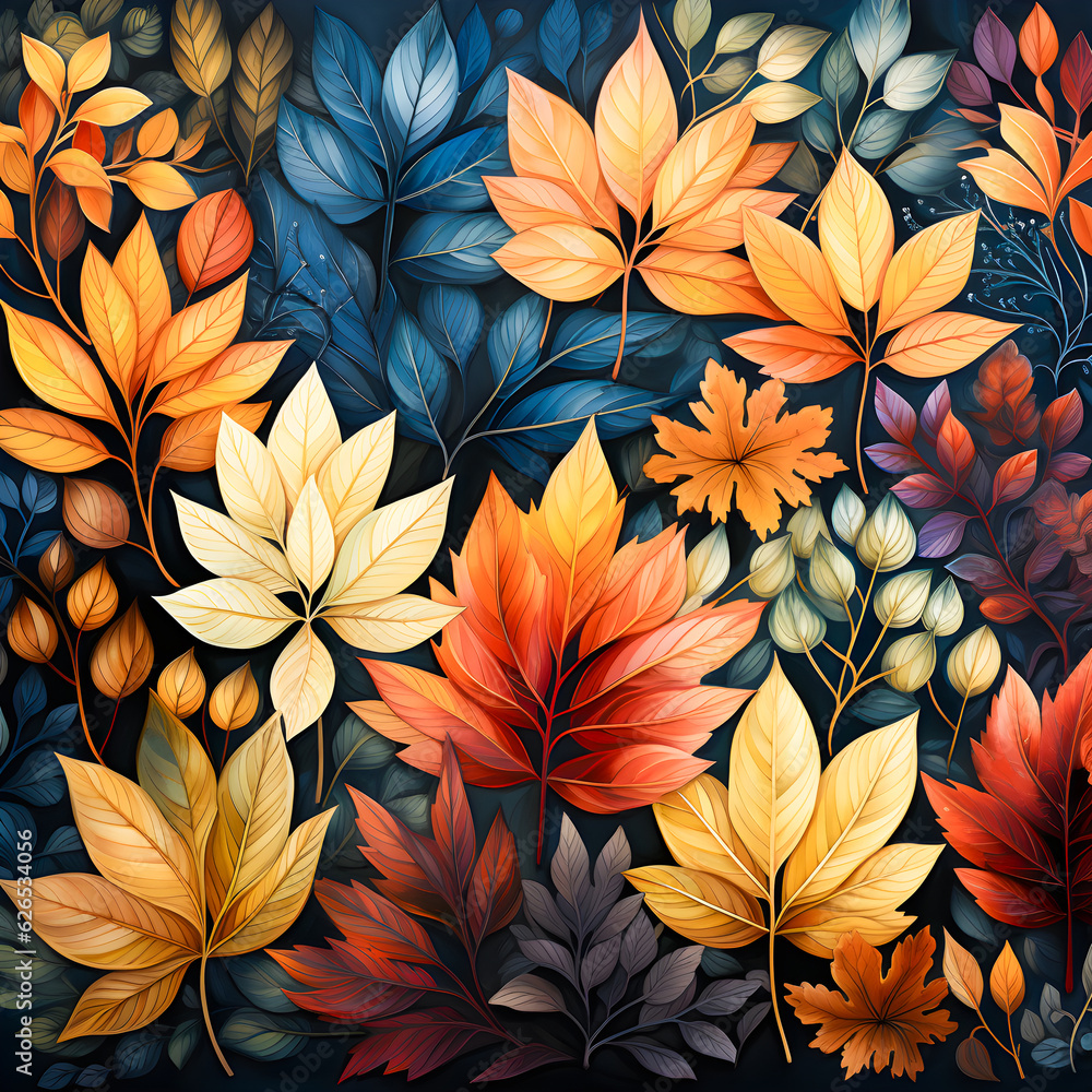 Autumn illustration. Set of red, yellow and brown autumn plants and leaves. Autumn decoration. Autumn illustration. Set of red, yellow and brown autumn plants and leaves. Autumn decoration.