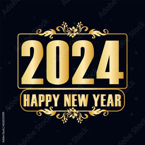Vector happy new year 2024 banner in modern style.