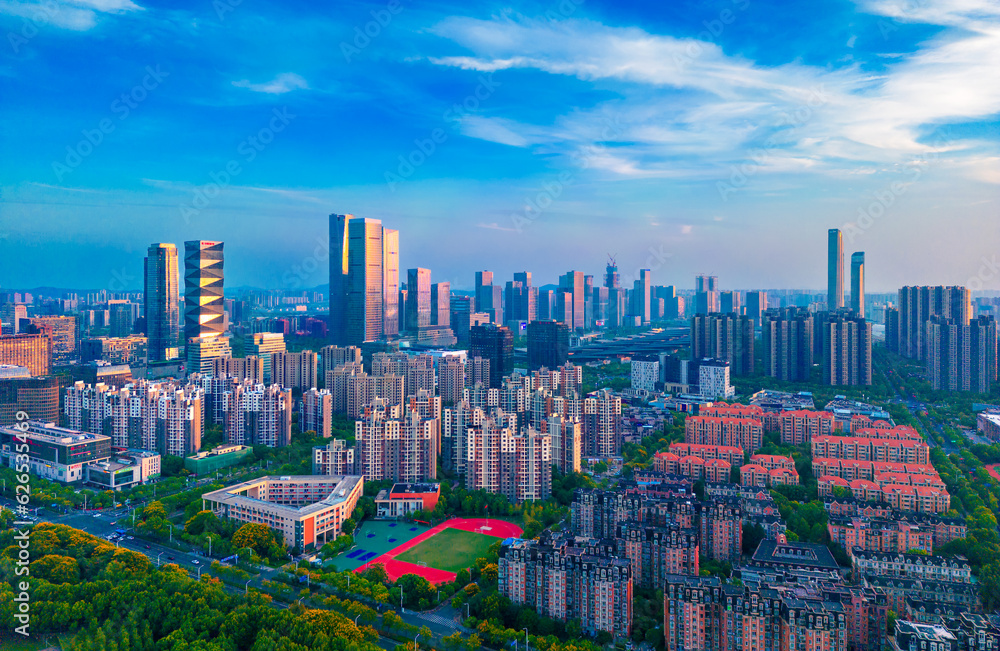 Obraz premium Urban Environment of Hexi Central Business District, Nanjing, Jiangsu Province, China