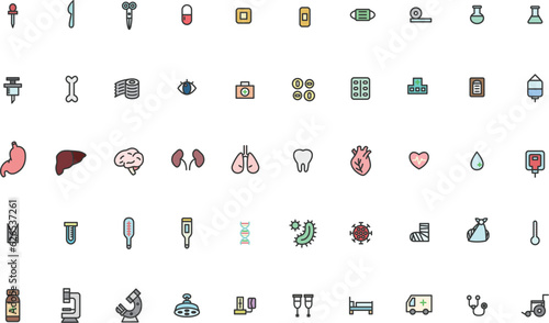 カラー医療のシンプルイラストアイコンセット