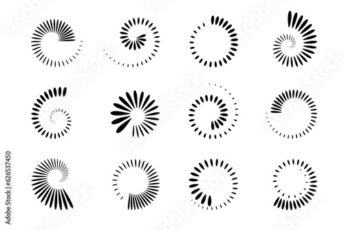 Set of Spiral Design Elements. Abstract Whirl Icons.