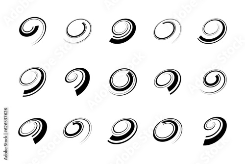 Set of Spiral Design Elements. Abstract Whirl Icons.