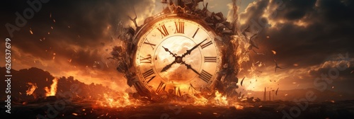 Clock on fire. Generative AI