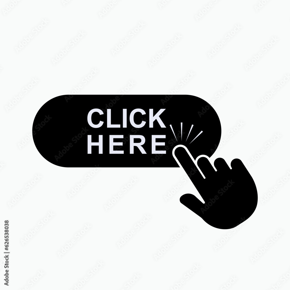 Click Here Icon. Pointer, Cursor Symbol to Press Button - Vector. Click Here Icon. Pointer, Cursor Symbol to Press Button - Vector.