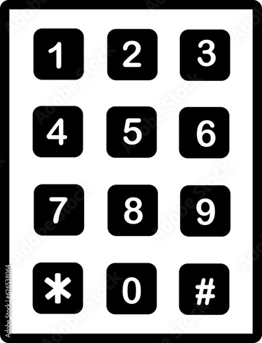 Number pad or numeric telephone keypad line art vector icon for apps and websites. Replaceable vector design.