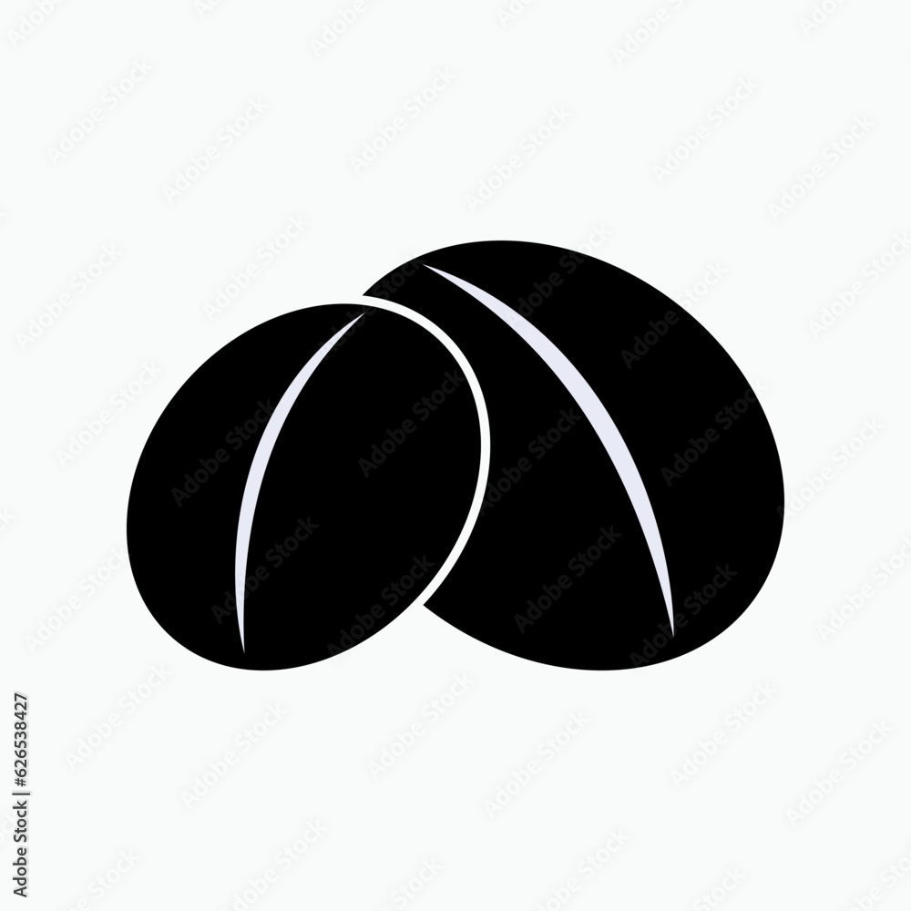Coffee Bean Solid Icon. Seed Symbol within Glyph Style. Coffee Bean Solid Icon. Seed Symbol within Glyph Style.