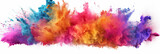 Multicoloured holi powder explosion on a white background. Panoramic view. Generative AI