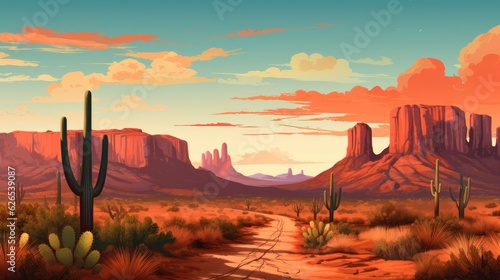 Cartoon view of Arizona desert - generative ai