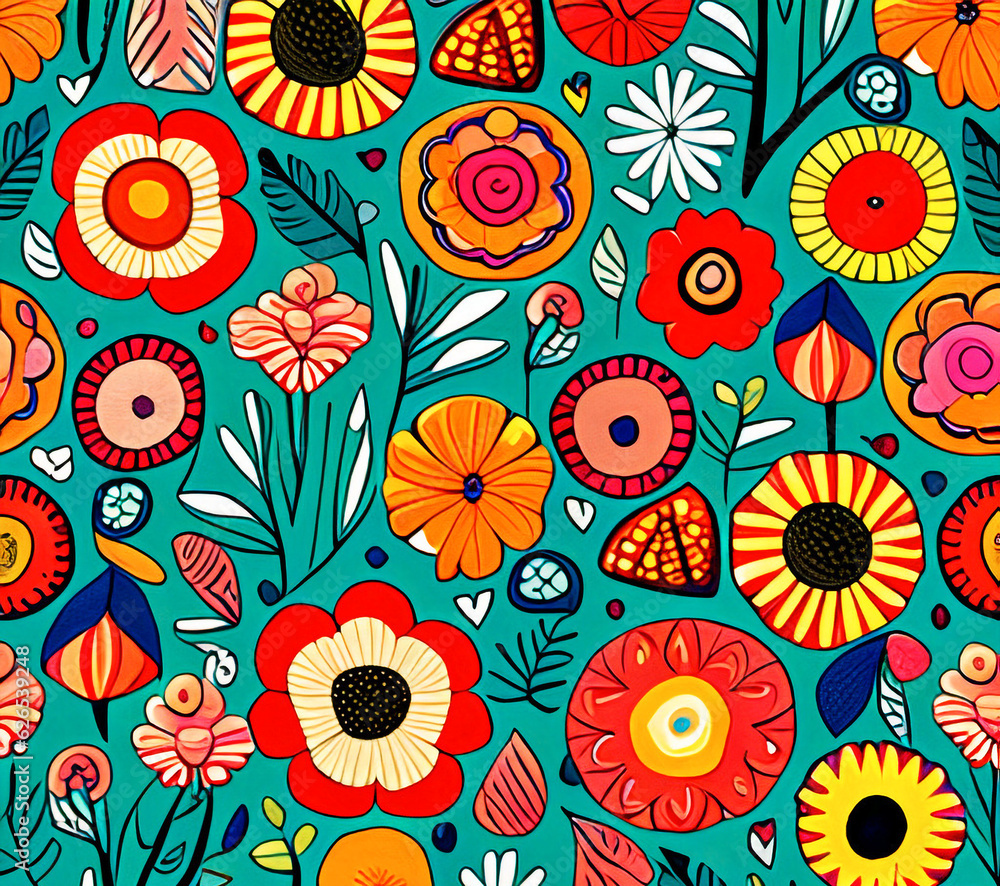 Seamless pattern with flowers. Floral background. Illustration.