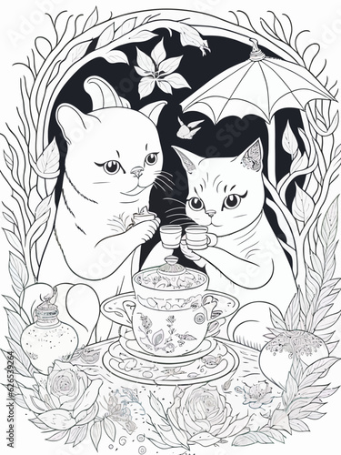 Educational and Fun-Filled: Whimsical Tea Party Coloring Activity