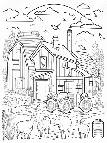 Fun-Filled Farm Life Coloring Page: Printable Entertainment for Children