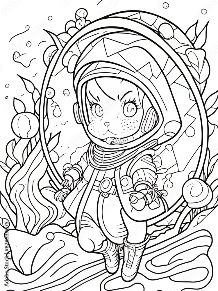 Embark on a Galactic Journey: Printable Coloring Page of Space