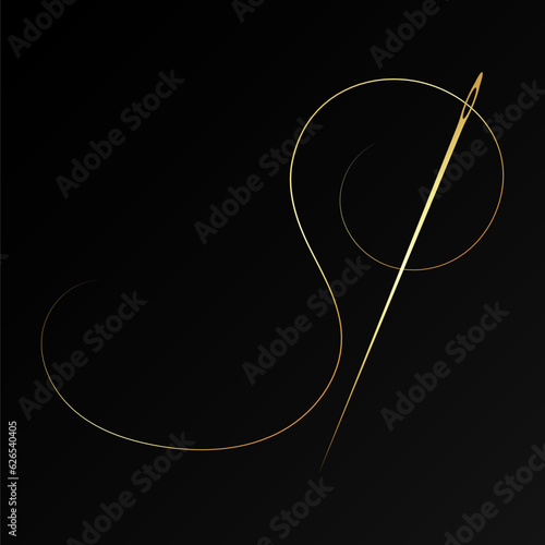 Gold needle with a nickname for sewing and cutting design