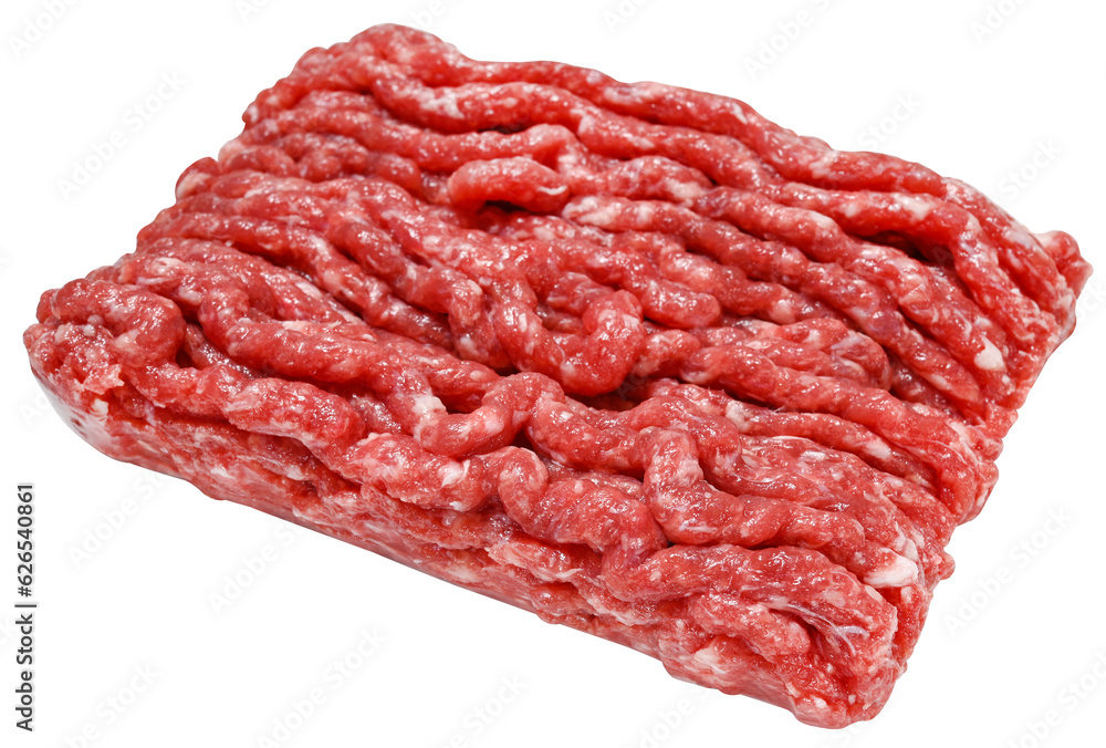 Fototapeta premium Fresh raw minced meat isolated on a white background.