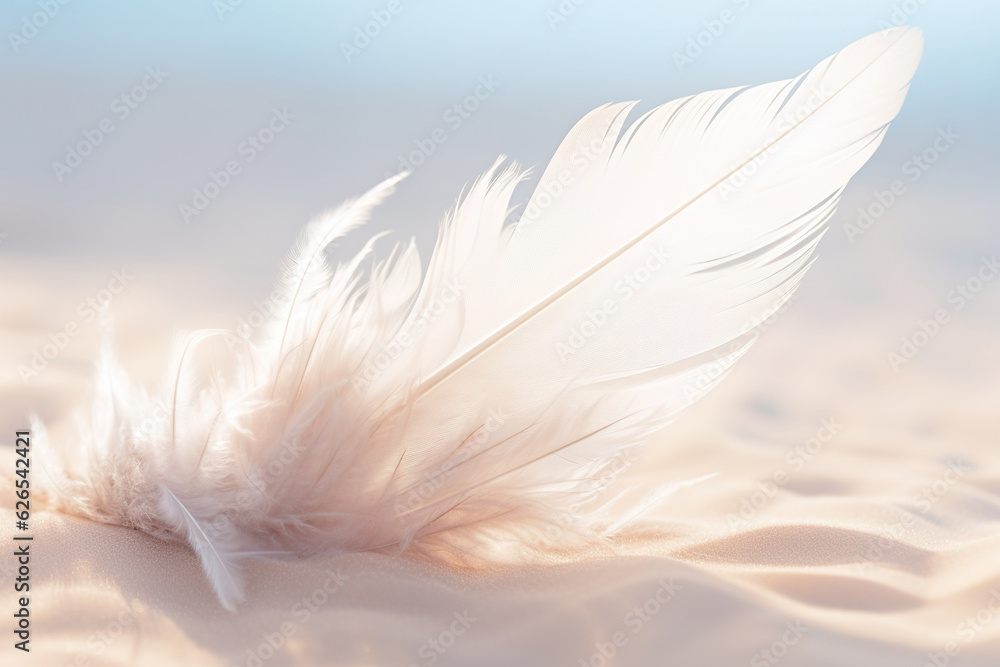 Generative ai: abstract lightly soft of white fluffly feather falling in the air Generative ai: abstract lightly soft of white fluffly feather falling in the air
