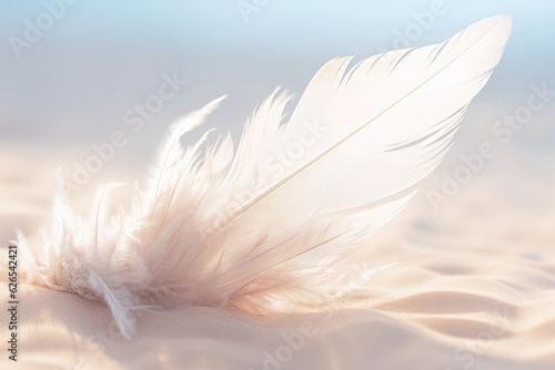 Generative ai: abstract lightly soft of white fluffly feather falling in the air