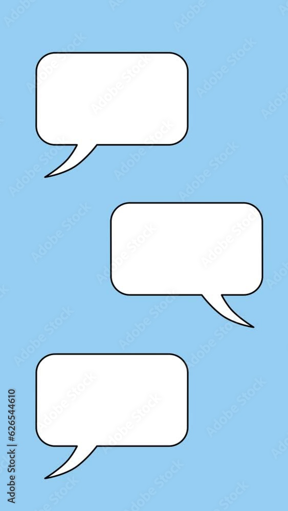Three speech bubbles having a conversation. With luma matte. Vertical video. Three speech bubbles having a conversation. With luma matte. Vertical video.