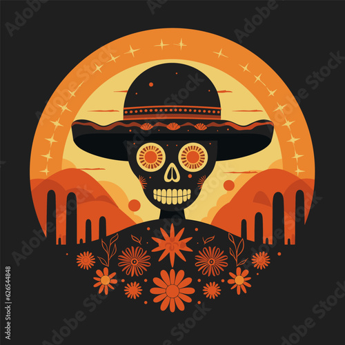 Minimalist sugar skull logo, mexican skull
