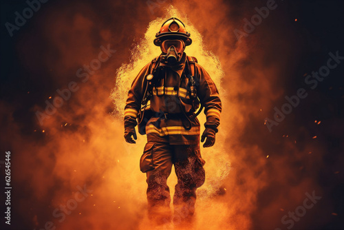 safety rescue firefighter fireman emergency smoke fire fighter equipment uniform. Generative AI.