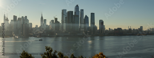 Panorama of Fog over the Hudson River Enjoy breathtaking morning views of NY's Manhattan skyline from New Jersey. A perfect blend of beauty and cityscape
