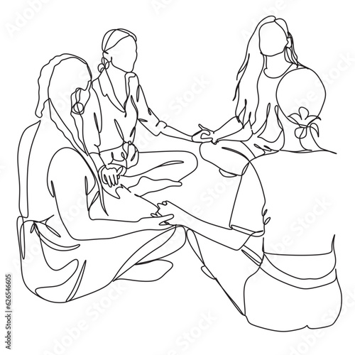 riendly relations of business partners, success in business. One line vector art. photo