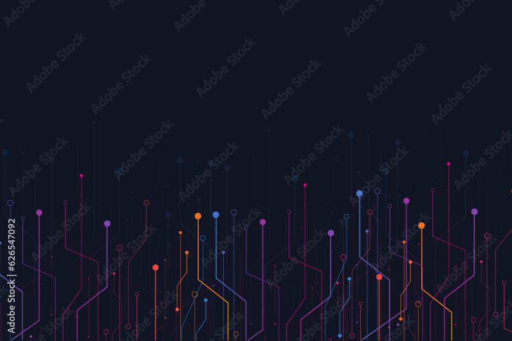 3d Pattern Lines and Dots Tech Connection. Trendy Connect Technology Digital System for Banner, Poster, Card, Cover, Ads. Vector Illustration.