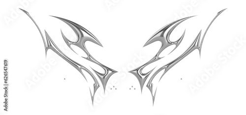 Succubus womb tattoo. Demon heart sigil, 3D chrome metal in triball style tattoos