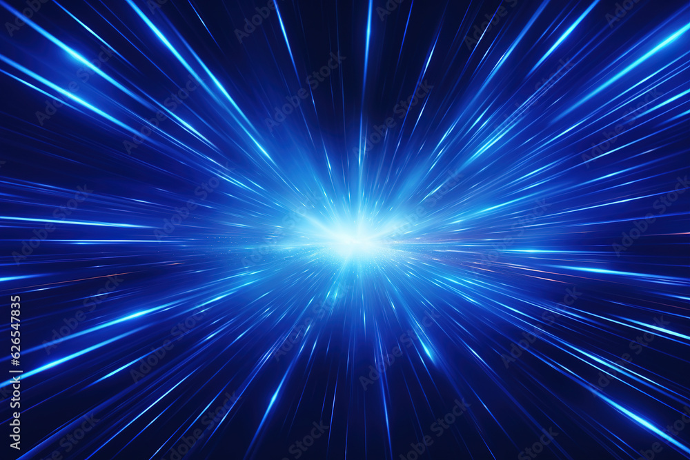 Naklejka premium Abstract background digital image of light rays stripes lines with blue light background generative ai