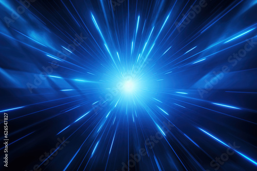 Abstract background digital image of light rays stripes lines with blue light background generative ai © Richi Pérez