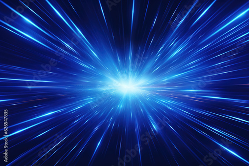 Abstract background digital image of light rays stripes lines with blue light background generative ai