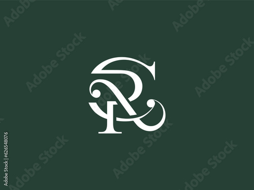 Letter CR serif font typography logo with classic modern style for signature symbol, personal brand, wedding monogram, etc.