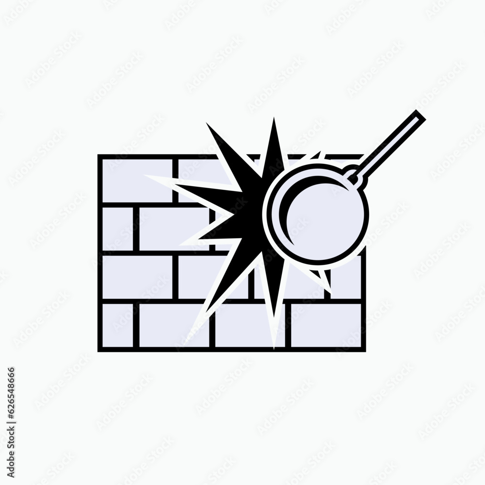 Demolition Icon. Destructive, Devastation Symbol - Vector.
